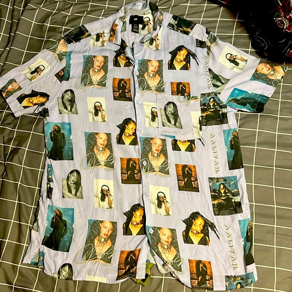 Aaliyah shirt by H&M s/s button down XL - Picture 1 of 4